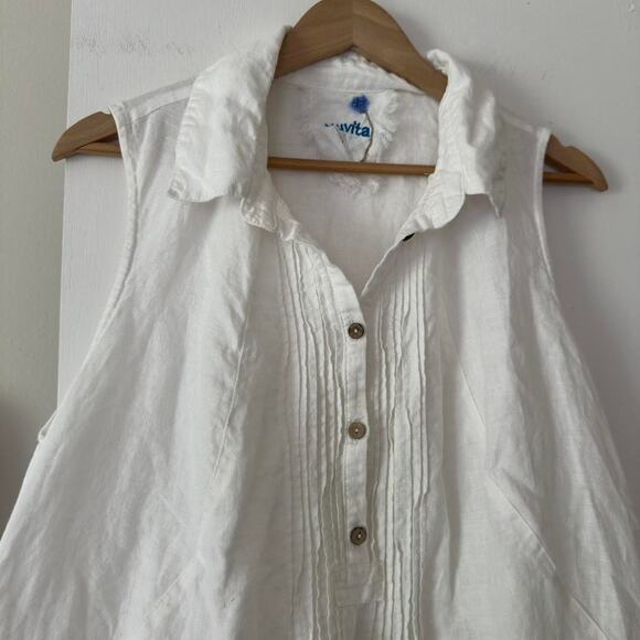 Yuvita White 100%‎ Linen Midi Dress Size Large - Picture 4 of 5